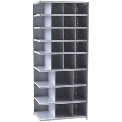 Hallowell - 29 Bin Closed Industrial Bin Shelving - 36 Inch Overall Width x 18 Inch Overall Depth x 87 Inch Overall Height, Gray Metal Bins - Industrial Tool & Supply