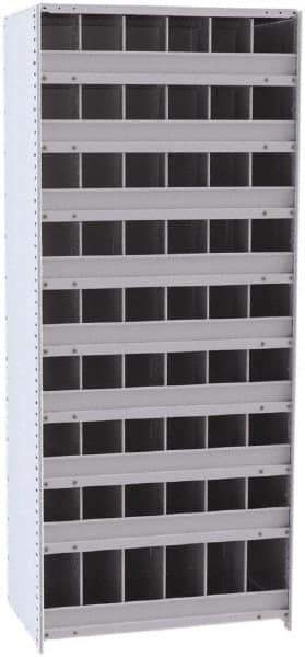 Hallowell - 54 Bin Closed Industrial Bin Shelving - 36 Inch Overall Width x 24 Inch Overall Depth x 87 Inch Overall Height, Gray Metal Bins - Industrial Tool & Supply