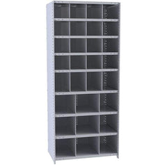 Hallowell - 29 Bin Closed Industrial Bin Shelving - 36 Inch Overall Width x 12 Inch Overall Depth x 87 Inch Overall Height, Gray Metal Bins - Industrial Tool & Supply