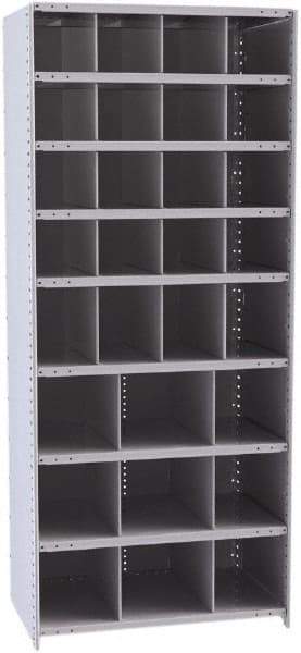 Hallowell - 29 Bin Closed Industrial Bin Shelving - 36 Inch Overall Width x 24 Inch Overall Depth x 87 Inch Overall Height, Gray Metal Bins - Industrial Tool & Supply