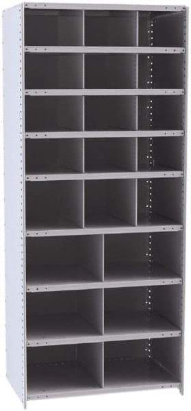 Hallowell - 21 Bin Closed Industrial Bin Shelving - 36 Inch Overall Width x 24 Inch Overall Depth x 87 Inch Overall Height, Gray Metal Bins - Industrial Tool & Supply