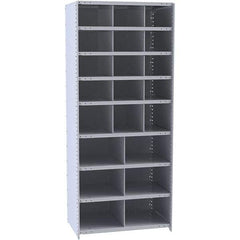 Hallowell - 21 Bin Closed Industrial Bin Shelving - 36 Inch Overall Width x 12 Inch Overall Depth x 87 Inch Overall Height, Gray Metal Bins - Industrial Tool & Supply