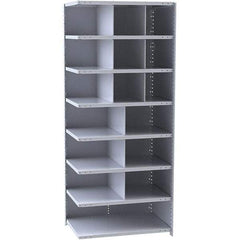 Hallowell - 16 Bin Closed Industrial Bin Shelving - 36 Inch Overall Width x 18 Inch Overall Depth x 87 Inch Overall Height, Gray Metal Bins - Industrial Tool & Supply
