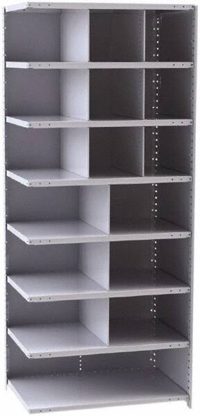 Hallowell - 16 Bin Closed Industrial Bin Shelving - 36 Inch Overall Width x 24 Inch Overall Depth x 87 Inch Overall Height, Gray Metal Bins - Industrial Tool & Supply