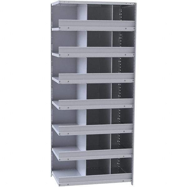 Hallowell - 21 Bin Closed Industrial Bin Shelving - 36 Inch Overall Width x 12 Inch Overall Depth x 87 Inch Overall Height, Gray Metal Bins - Industrial Tool & Supply