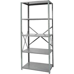 Hallowell - 5 Shelf Starter Medium-Duty Open Steel Shelving - 375 Lb Capacity, 48" Wide x 87" High x 18" Deep, Gray - Industrial Tool & Supply