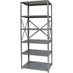 Hallowell - 6 Shelf Starter Heavy-Duty Open Steel Shelving - 400 Lb Capacity, 48" Wide x 87" High x 12" Deep, Gray - Industrial Tool & Supply
