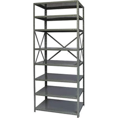 Hallowell - 8 Shelf Starter Extra Heavy-Duty Open Steel Shelving - 750 Lb Capacity, 48" Wide x 87" High x 12" Deep, Gray - Industrial Tool & Supply