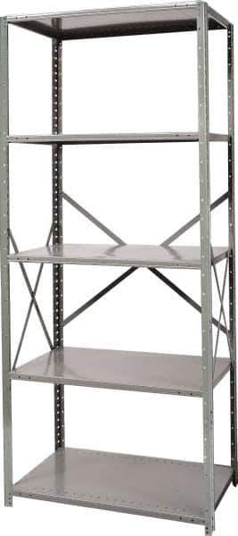 Hallowell - 5 Shelf Starter Heavy-Duty Open Steel Shelving - 800 Lb Capacity, 36" Wide x 87" High x 24" Deep, Gray - Industrial Tool & Supply