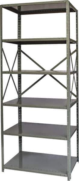 Hallowell - 6 Shelf Starter Heavy-Duty Open Steel Shelving - 800 Lb Capacity, 36" Wide x 87" High x 24" Deep, Gray - Industrial Tool & Supply