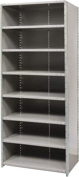 Hallowell - 8 Shelf, 800 Lb. Capacity, Free Standing Closed Shelving - 36 Inch Wide x 24 Inch Deep x 87 Inch High, Gray - Industrial Tool & Supply