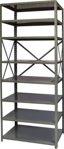 Hallowell - 8 Shelf Starter Heavy-Duty Open Steel Shelving - 800 Lb Capacity, 36" Wide x 87" High x 24" Deep, Gray - Industrial Tool & Supply