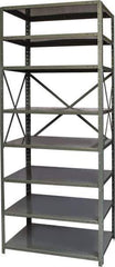 Hallowell - 8 Shelf Starter Heavy-Duty Open Steel Shelving - 800 Lb Capacity, 36" Wide x 87" High x 24" Deep, Gray - Industrial Tool & Supply