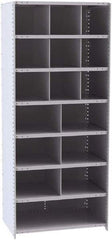 Hallowell - 16 Bin Closed Industrial Bin Shelving - 36 Inch Overall Width x 24 Inch Overall Depth x 87 Inch Overall Height, Gray Metal Bins - Industrial Tool & Supply