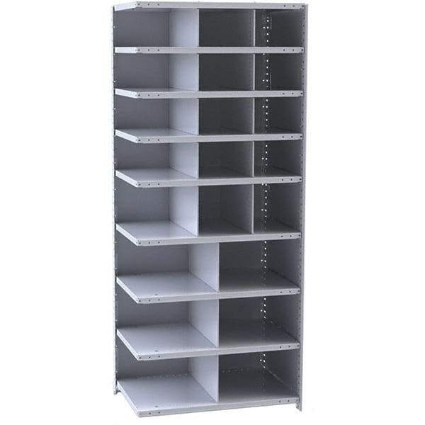 Hallowell - 21 Bin Closed Industrial Bin Shelving - 36 Inch Overall Width x 12 Inch Overall Depth x 87 Inch Overall Height, Gray Metal Bins - Industrial Tool & Supply
