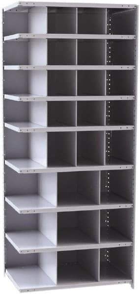 Hallowell - 29 Bin Closed Industrial Bin Shelving - 36 Inch Overall Width x 24 Inch Overall Depth x 87 Inch Overall Height, Gray Metal Bins - Industrial Tool & Supply