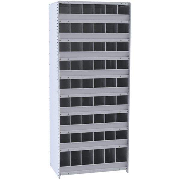Hallowell - 54 Bin Closed Industrial Bin Shelving - 36 Inch Overall Width x 18 Inch Overall Depth x 87 Inch Overall Height, Gray Metal Bins - Industrial Tool & Supply