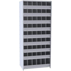 Hallowell - 54 Bin Closed Industrial Bin Shelving - 36 Inch Overall Width x 18 Inch Overall Depth x 87 Inch Overall Height, Gray Metal Bins - Industrial Tool & Supply
