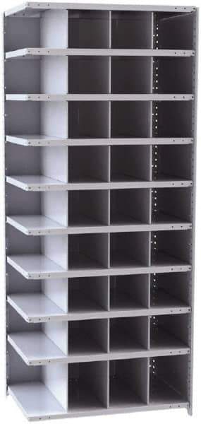 Hallowell - 36 Bin Closed Industrial Bin Shelving - 36 Inch Overall Width x 24 Inch Overall Depth x 87 Inch Overall Height, Gray Metal Bins - Industrial Tool & Supply