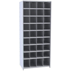 Hallowell - 36 Bin Closed Industrial Bin Shelving - 36 Inch Overall Width x 18 Inch Overall Depth x 87 Inch Overall Height, Gray Metal Bins - Industrial Tool & Supply