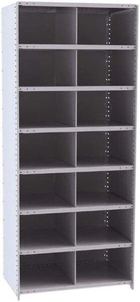 Hallowell - 14 Bin Closed Industrial Bin Shelving - 36 Inch Overall Width x 24 Inch Overall Depth x 87 Inch Overall Height, Gray Metal Bins - Industrial Tool & Supply