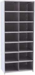 Hallowell - 14 Bin Closed Industrial Bin Shelving - 36 Inch Overall Width x 24 Inch Overall Depth x 87 Inch Overall Height, Gray Metal Bins - Industrial Tool & Supply