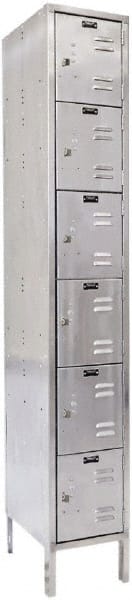 Hallowell - 6 Door, 6 Tier, Stainless Steel Locker - Industrial Tool & Supply
