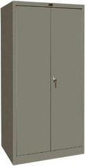 Hallowell - 1 Shelf Wardrobe Storage Cabinet - Steel, 36" Wide x 24" Deep x 72" High, Gray - Industrial Tool & Supply