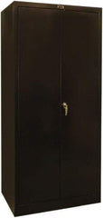 Hallowell - 4 Shelf Locking Storage Cabinet - Steel, 36" Wide x 24" Deep x 72" High, Black - Industrial Tool & Supply