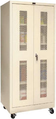 Hallowell - 4 Shelf Mobile Storage Cabinet - Steel, 36" Wide x 24" Deep x 72" High, Tan - Industrial Tool & Supply