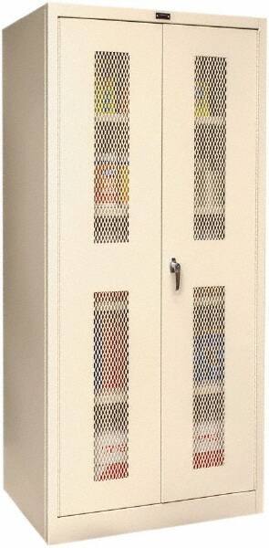 Hallowell - 4 Shelf Visible Storage Cabinet - Steel, 36" Wide x 24" Deep x 72" High, Tan - Industrial Tool & Supply