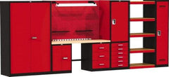 Hallowell - 210 Wide x 24" Deep x 78" High, Wood Workbench - Flat Top, Black/Red - Industrial Tool & Supply