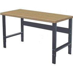 Hallowell - 72 Wide x 30" Deep x 34" High, Particle Board Workbench - Flat Top, Adjustable Legs, Black - Industrial Tool & Supply