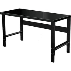 Hallowell - 48 Wide x 30" Deep x 34" High, Steel Workbench - Flat Top, Adjustable Legs, Black - Industrial Tool & Supply