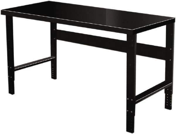 Hallowell - 72 Wide x 36" Deep x 34" High, Steel Workbench - Flat Top, Adjustable Legs, Black - Industrial Tool & Supply