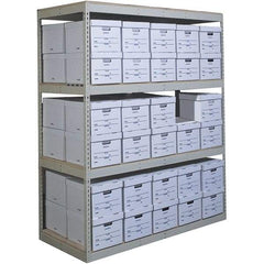 Hallowell - 3 Shelf Add-On Open Steel Shelving - 1,150 Lb Capacity, 69" Wide x 60" High x 15" Deep, Tan - Industrial Tool & Supply