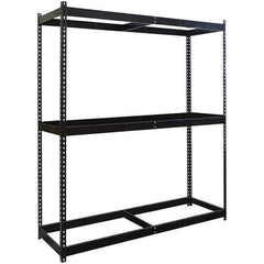 Hallowell - 3 Shelf Starter No Deck Open Steel Shelving - 1 Lb Capacity, 60" Wide x 84" High x 36" Deep, Black - Industrial Tool & Supply