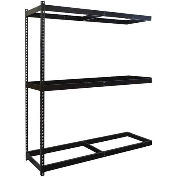 Hallowell - 3 Shelf Add-On No Deck Open Steel Shelving - 1 Lb Capacity, 72" Wide x 84" High x 18" Deep, Black - Industrial Tool & Supply