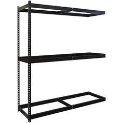 Hallowell - 3 Shelf Add-On No Deck Open Steel Shelving - 620 Lb Capacity, 96" Wide x 84" High x 24" Deep, Black - Industrial Tool & Supply