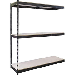 Hallowell - 3 Shelf Add-On Particle Board Open Steel Shelving - 700 Lb Capacity, 60" Wide x 84" High x 24" Deep, Black - Industrial Tool & Supply