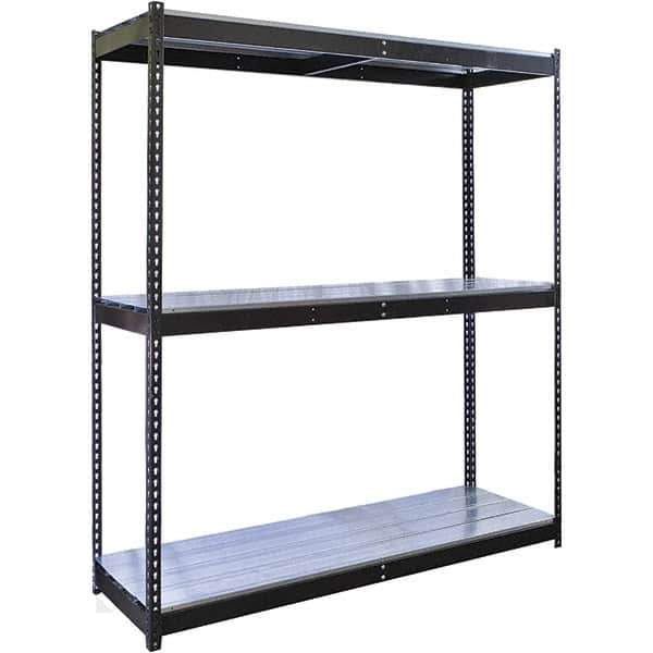 Hallowell - 3 Shelf Starter EZ-Deck Open Steel Shelving - 770 Lb Capacity, 48" Wide x 84" High x 18" Deep, Midnight Ebony - Industrial Tool & Supply