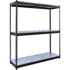 Hallowell - 3 Shelf Starter EZ-Deck Open Steel Shelving - 770 Lb Capacity, 72" Wide x 84" High x 24" Deep, Midnight Ebony - Industrial Tool & Supply
