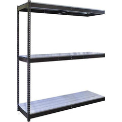 Hallowell - 3 Shelf Add-On EZ-Deck Open Steel Shelving - 685 Lb Capacity, 72" Wide x 84" High x 48" Deep, Midnight Ebony - Industrial Tool & Supply