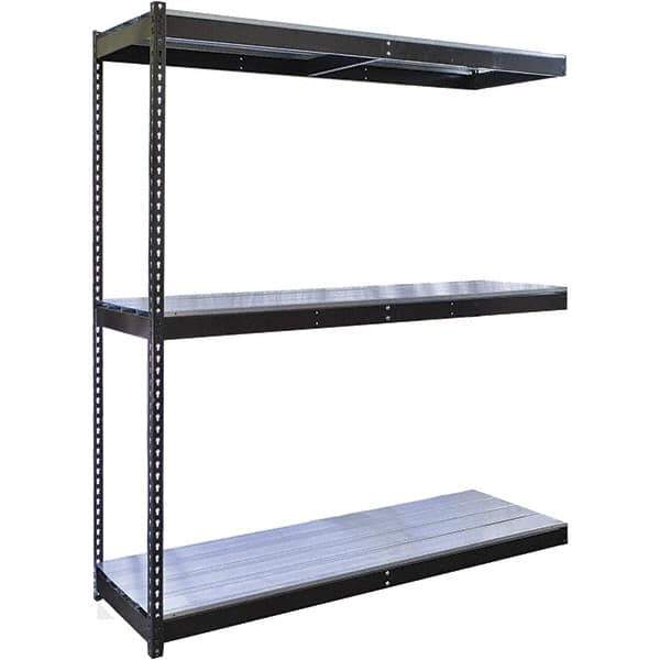 Hallowell - 3 Shelf Add-On EZ-Deck Open Steel Shelving - 835 Lb Capacity, 60" Wide x 84" High x 18" Deep, Midnight Ebony - Industrial Tool & Supply