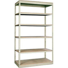 Hallowell - 6 Shelf Starter Particle Board Open Steel Shelving - 350 Lb Capacity, 48" Wide x 84" High x 30" Deep, Tan - Industrial Tool & Supply