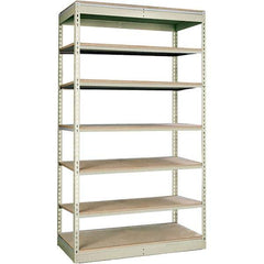 Hallowell - 7 Shelf Starter Particle Board Open Steel Shelving - 350 Lb Capacity, 48" Wide x 84" High x 24" Deep, Tan - Industrial Tool & Supply