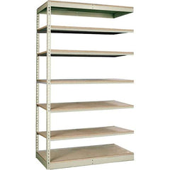 Hallowell - 7 Shelf Add-On Particle Board Open Steel Shelving - 250 Lb Capacity, 36" Wide x 84" High x 36" Deep, Tan - Industrial Tool & Supply