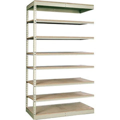 Hallowell - 8 Shelf Add-On Particle Board Open Steel Shelving - 250 Lb Capacity, 48" Wide x 84" High x 24" Deep, Tan - Industrial Tool & Supply