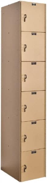 Hallowell - 6 Door, 6 Tier, Solid Plastic Locker - Industrial Tool & Supply