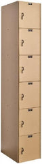 Hallowell - 6 Door, 6 Tier, Solid Plastic Locker - Industrial Tool & Supply